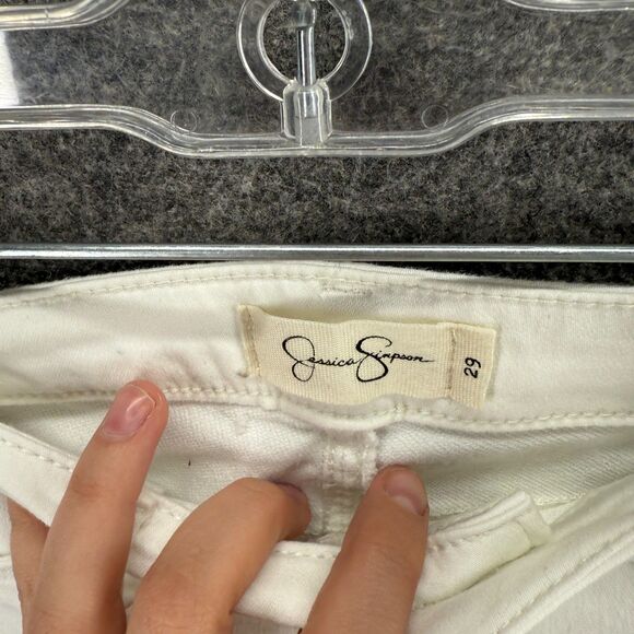 New Jessica Simpson Jeans Women 29 Plus White Denim Light Kiss Me Skinny Ankle - Picture 3 of 8